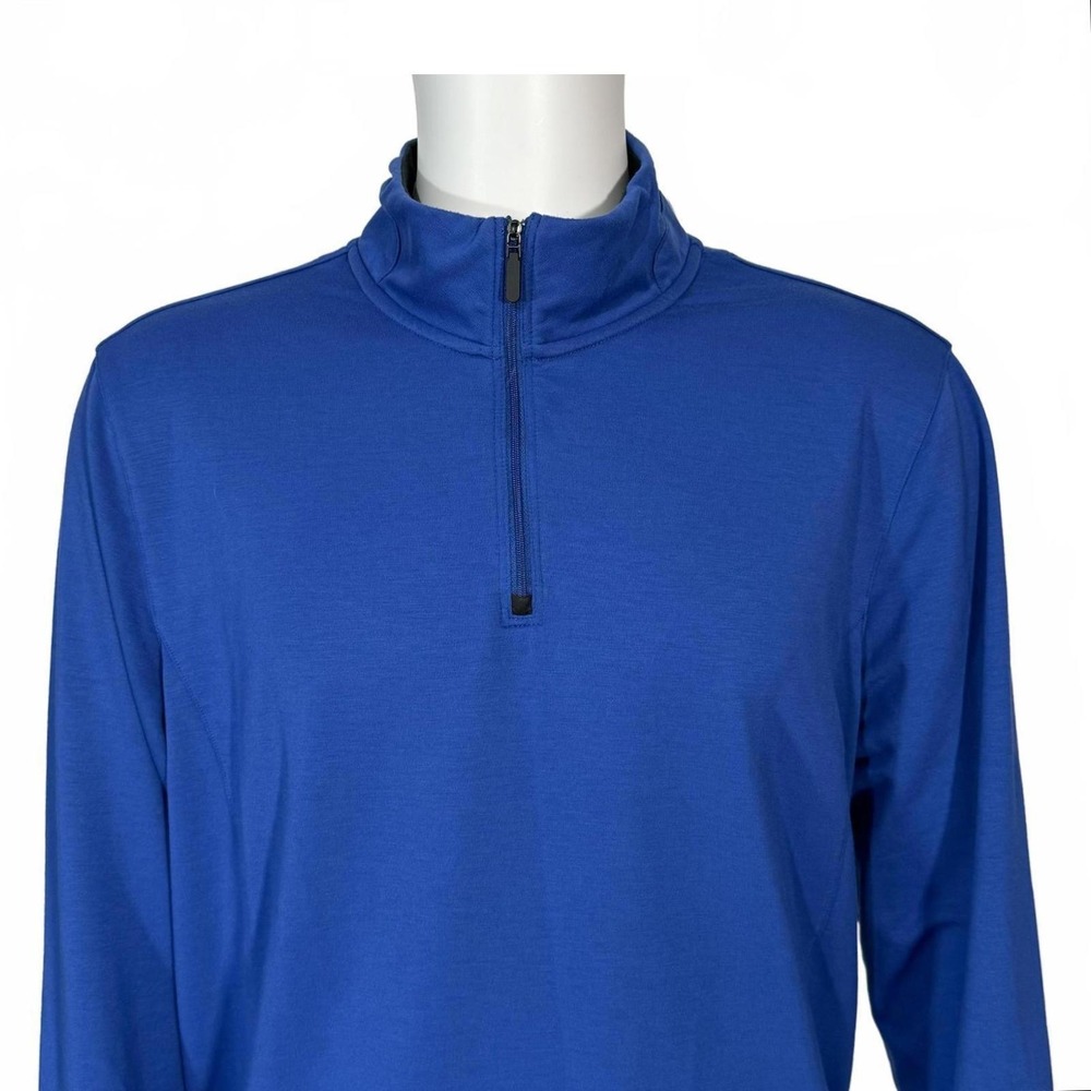 Kenneth Cole AWEARNESS Royal Blue Slim Fit 1/4 Zip Long Sleeve Pullover Shirt 2X